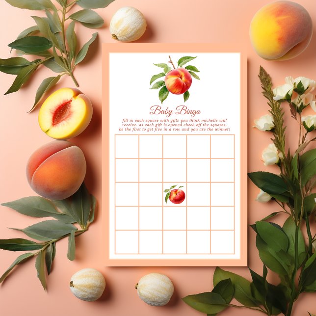 Peach Fuzz Baby Shower Bingo (Peach Fuzz Baby Shower)