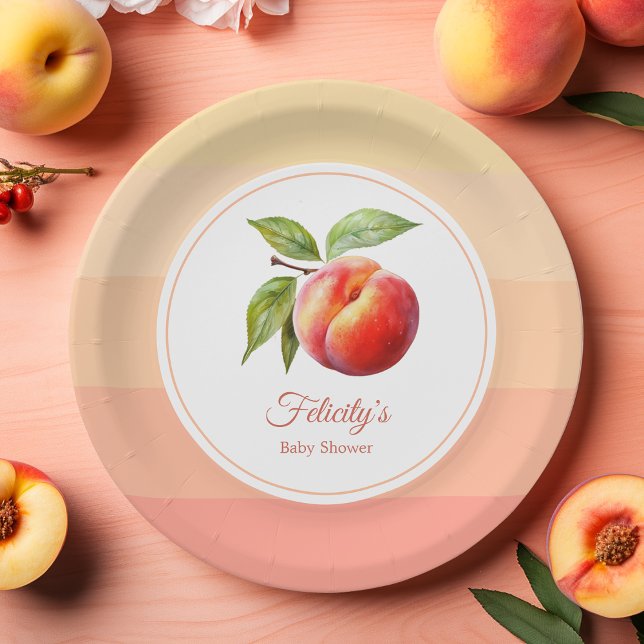 Peach Fuzz Baby Shower Paper Plate (Peach Fuzz Baby Shower)