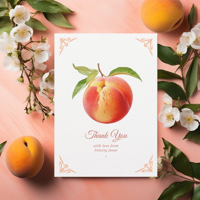 Peach Fuzz Baby Shower Thank You Card (Peach Fuzz Baby Shower)