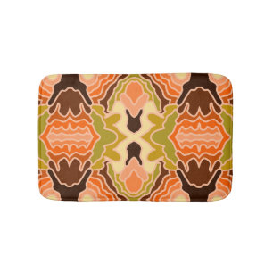Peach Fuzz Boho Shabby Chic Geometric Abstract Art Bath Mat