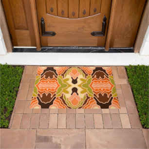 Peach Fuzz Boho Shabby Chic Geometric Abstract Art Doormat
