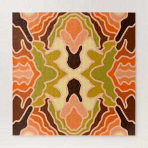 Peach Fuzz Boho Shabby Chic Geometric Abstract Art Jigsaw Puzzle