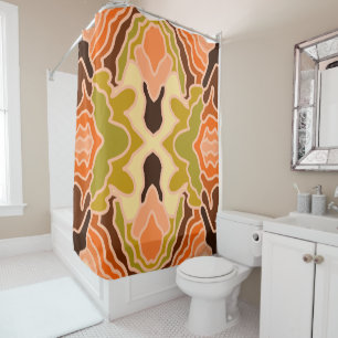 Peach Fuzz Boho Shabby Chic Geometric Abstract Art Shower Curtain