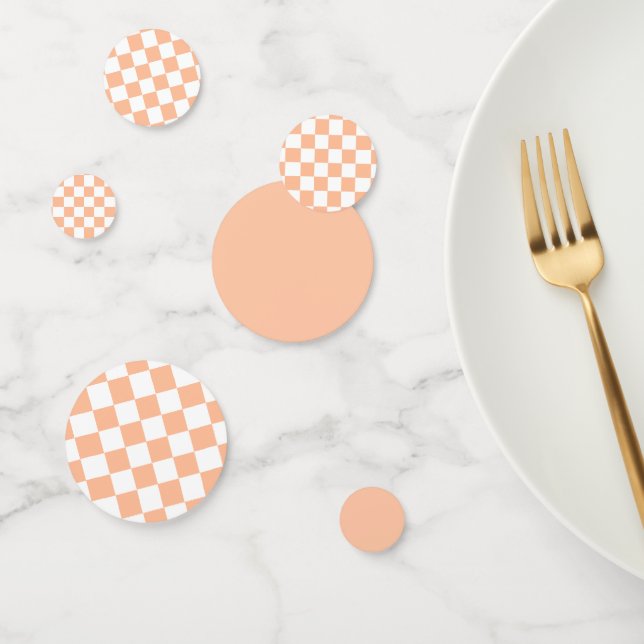 Peach Fuzz Chequered Gingham Pattern Confetti (Group)