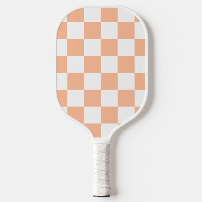 Peach Fuzz Chequered Gingham Pattern Pickleball Paddle (Front)