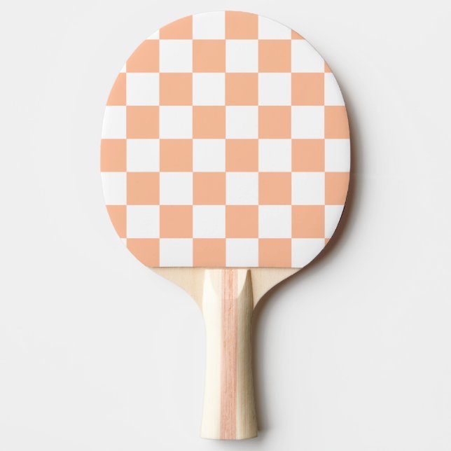 Peach Fuzz Chequered Gingham Pattern Ping Pong Paddle (Front)