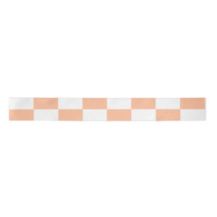 Peach Fuzz Chequered Gingham Pattern Satin Ribbon