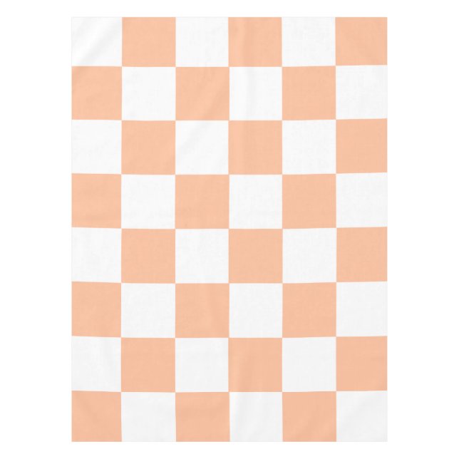Peach Fuzz Chequered Gingham Pattern Tablecloth (Front)