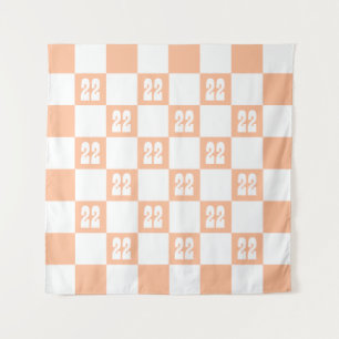 Peach Fuzz Chequered Gingham Pattern Tapestry