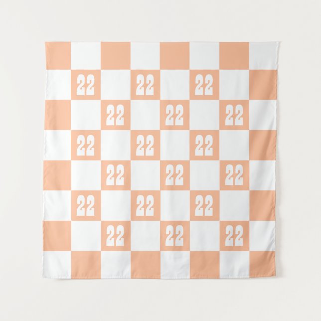 Peach Fuzz Chequered Gingham Pattern Tapestry (Front)