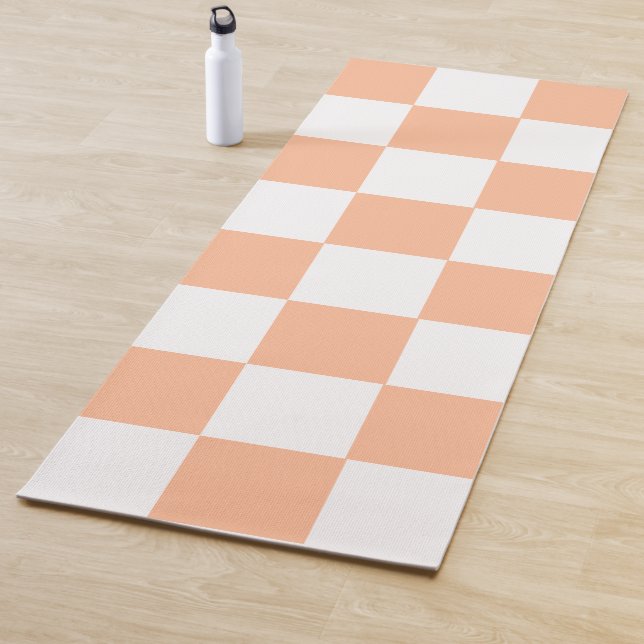 Peach Fuzz Chequered Gingham Pattern Yoga Mat (In Situ)