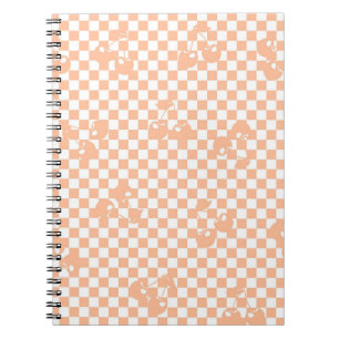 Peach Fuzz Cherry Gingham Pattern Notebook