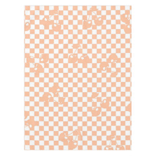 Peach Fuzz Cherry Gingham Pattern Tablecloth