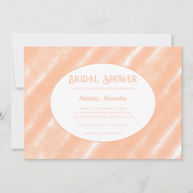 Peach Fuzz Colour Watercolor Abstract Pattern Invitation (Front)
