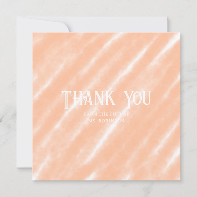 Peach Fuzz Colour Watercolor Abstract Pattern Thank You Card (Front)