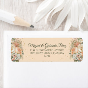 Peach Fuzz Cream Floral Return Address Return Address Label