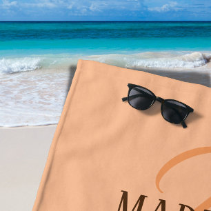 Peach Fuzz Elegant Personalised Name  Beach Towel