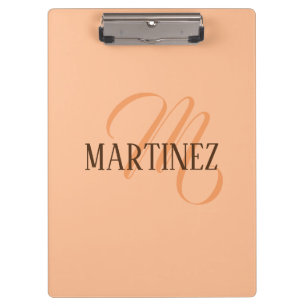 Peach Fuzz Elegant Personalised Name  Clipboard
