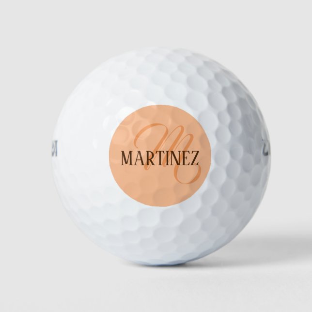 Peach Fuzz Elegant Personalised Name  Golf Balls (Front)