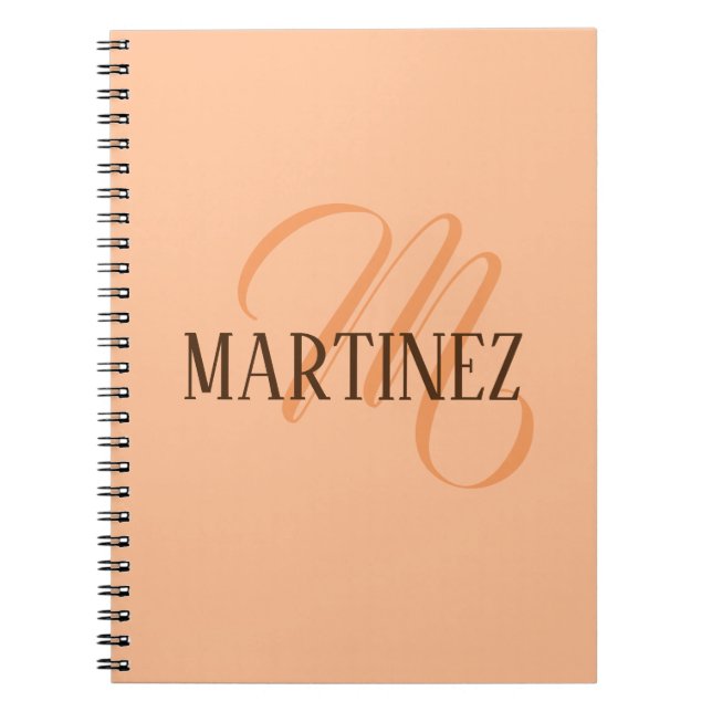 Peach Fuzz Elegant Personalised Name  Notebook (Front)
