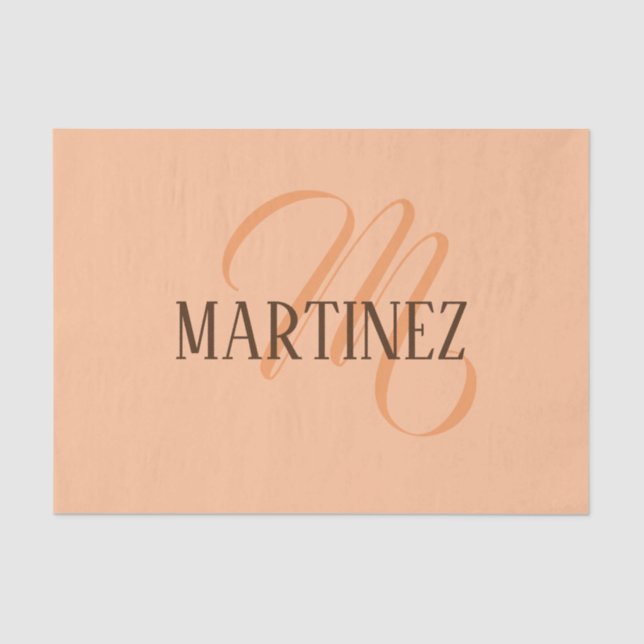Peach Fuzz Elegant Personalised Name  Tissue Paper (Front)