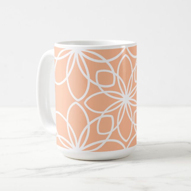 Peach fuzz elegant stylised floral design  coffee mug (Front Left)