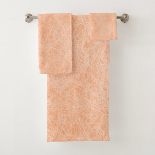 Peach Fuzz Faux Leather Bath Towel Set