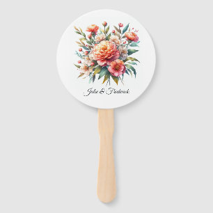 Peach Fuzz Floral Wedding Hand Fan