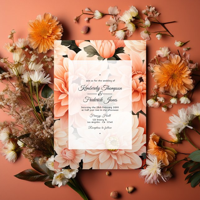 Peach Fuzz Floral Wedding Invitation (Peach Fuzz Wedding)