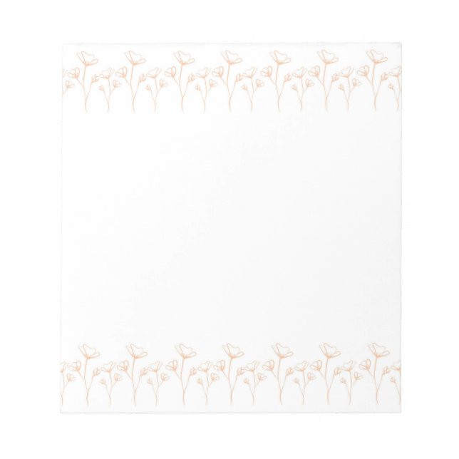 Peach Fuzz Flower Border Customisable & Elegant  Notepad (Front)
