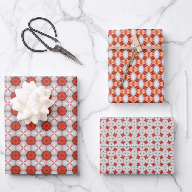 Peach Fuzz Geometric Pattern set 7 Wrapping Paper Sheet (Front)