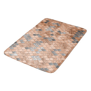 Peach Fuzz Gray Mermaid Scales Glam #1  Bath Mat