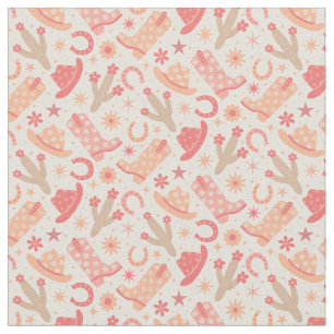 Peach Fuzz Groovy Cowgirl boots and hats Fabric