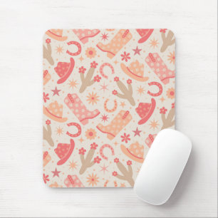 Peach Fuzz Groovy Cowgirl boots and hats Mouse Pad