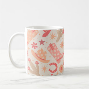 Peach Fuzz Groovy Cowgirl Boots and Hats pattern Coffee Mug
