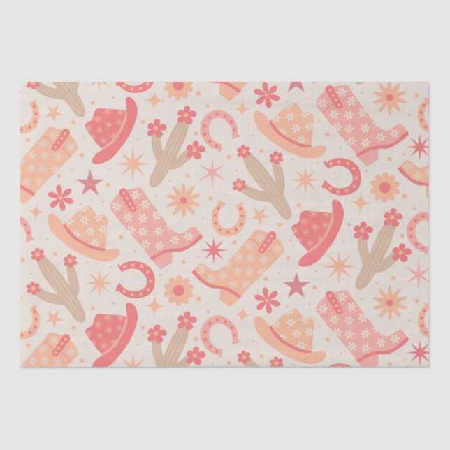 Peach Fuzz Groovy Cowgirl boots and hats Tissue Paper (Front)