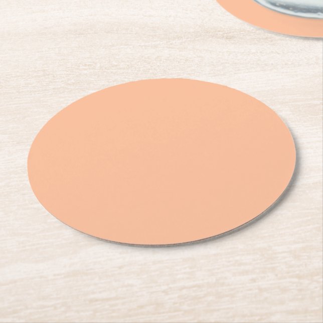 Peach Fuzz Is Beautiful And Desirable Round Paper Coaster (Angled)