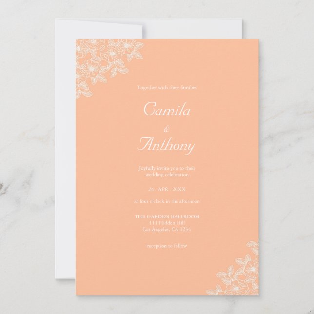 Peach Fuzz minimalist Flower Pattern Invitation (Front)