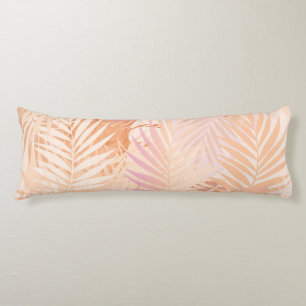 Peach Fuzz Minimalist Modern Tropical Leaves Body Cushion