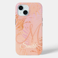 Peach Fuzz Minimalist Modern Tropical Leaves