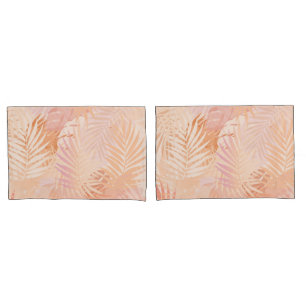 Peach Fuzz Minimalist Modern Tropical Leaves Pillowcase