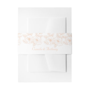 Peach Fuzz Minimalist Trendy Colour Flower Pattern Invitation Belly Band