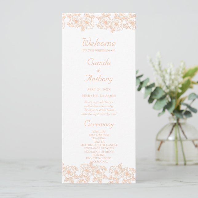 Peach Fuzz minimalist Trendy Flower Pattern Program (Standing Front)