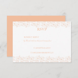 Peach Fuzz minimalist Trendy Flower Pattern RSVP Card