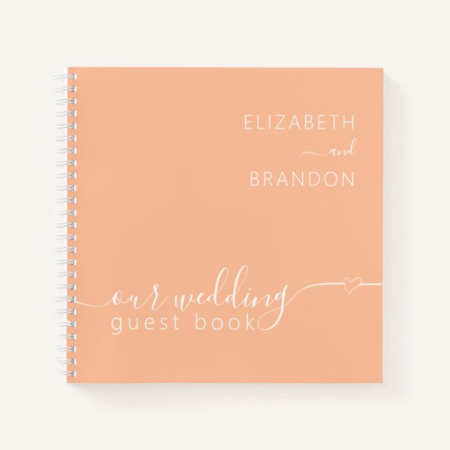 Peach Fuzz Modern Minimal Wedding Guest Book (Front)