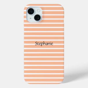 Peach Fuzz Monogram Custom Name Stripes 2024 iPhone 15 Mini Case