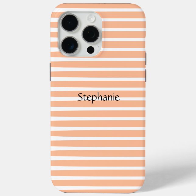 Peach Fuzz Monogram Custom Name Stripes 2024 Case-Mate iPhone Case (Back)