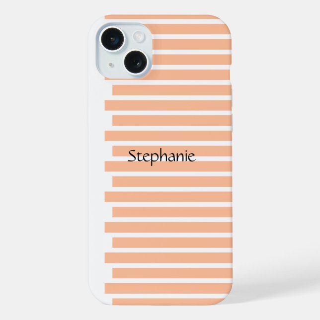 Peach Fuzz Monogram Custom Name Stripes 2024 iPhone Case (Back)