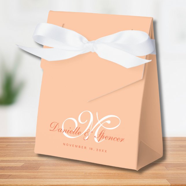 Peach Fuzz Monogrammed Custom Wedding Favour Box (Creator Uploaded)