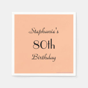 Peach Fuzz, Name, 80th Birthday Party Napkin